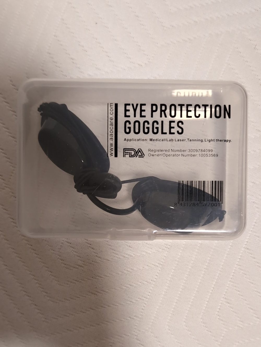 Eye Protection Goggles for Red Light Therapy - Black NWOT